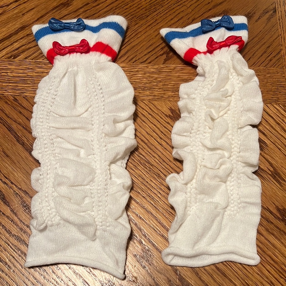 Red white and blue Flag Patriotic slouchy Leg Warmers With front  bows